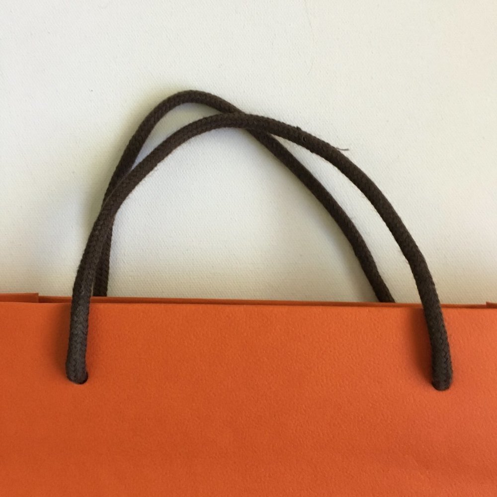 Hermes Paper Bag 16.5x11x4 in Rectangular Shopping Bag Orange Authentic w/flaw - Picture 3 of 13